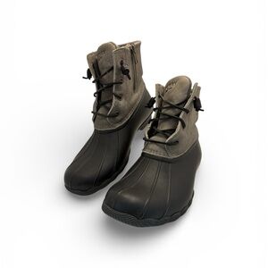 Sperry Top-Sider Duck Boots Womens 9 Gray Leather Rubber Rain Snow Boots